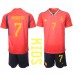 Cheap Spain Alvaro Morata #7 Home Football Kit Children World Cup 2022 Short Sleeve (+ pants)